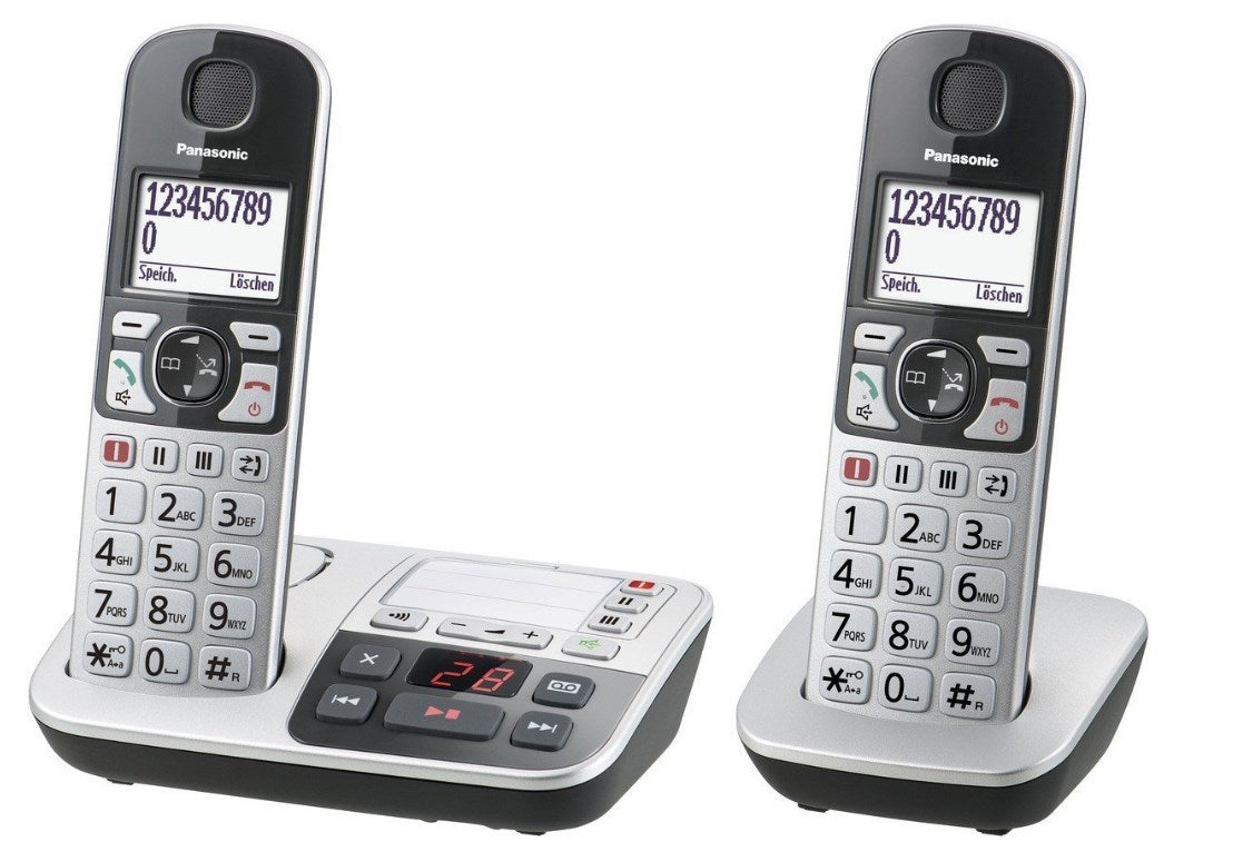 Panasonic Großtasten-Schnurlostelefon mit AB KX-TGE522GS Duo - silber Panasonic Großtasten-Schnurlostelefon mit AB KX-TGE522GS Duo - silber